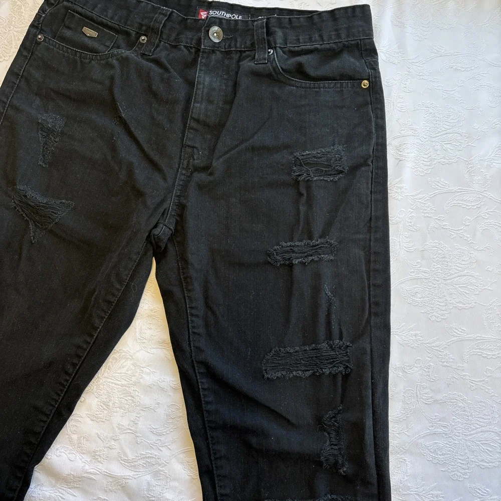 Southpole Jeans Mens 32x32 Deep‎ Black Relaxed Distressed Hip Hop Y2K